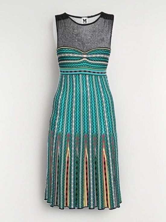 Missoni Dresses & Skirts - Missoni Sleeveless Teal & Black Patterned Midi Dress